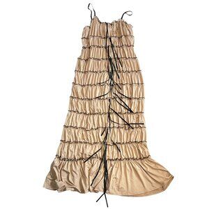 Madden Girl tiered maxi dress Small beige black ruffles bows sleeveless